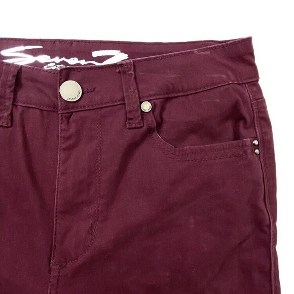 Seven7 High Rise Skinny Jeans Womens size 6 Skin Fit Denim Tapered Burgundy - Picture 6 of 16